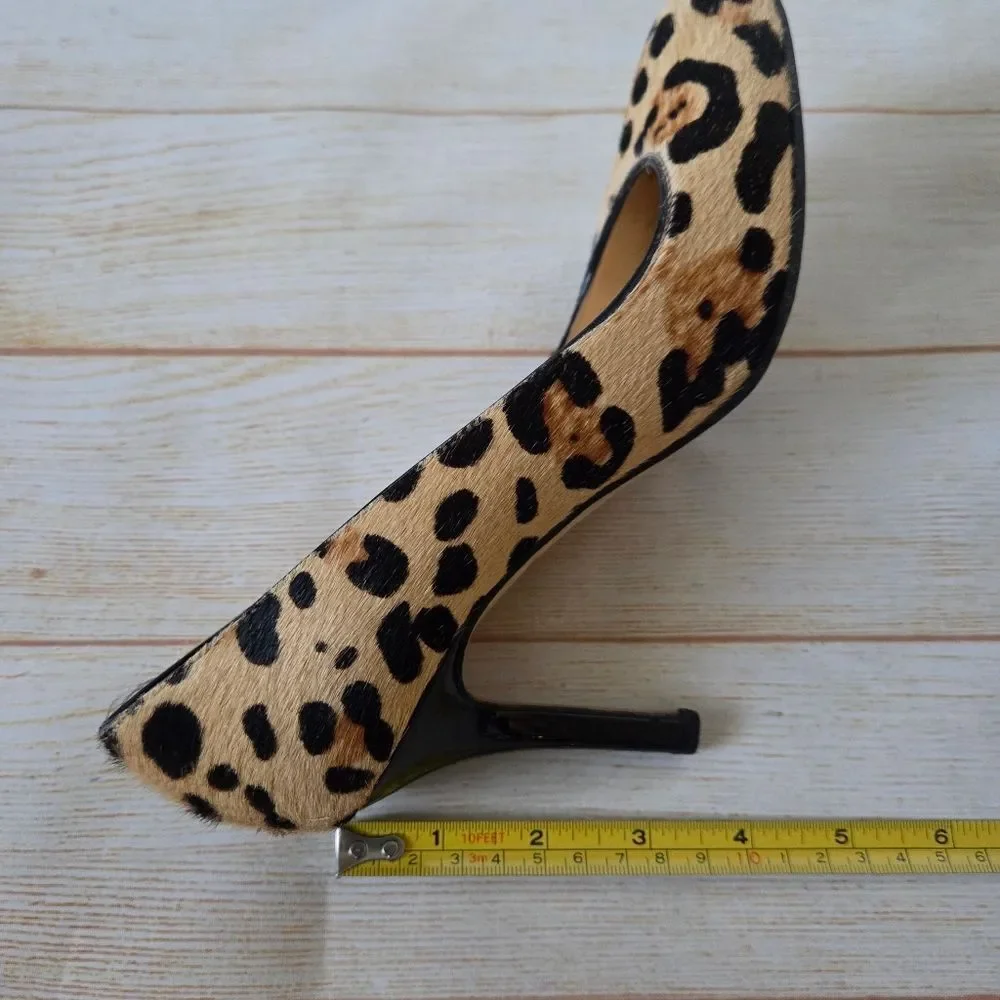 Kate Spade Leather Calfskin Animal Print Round Toe Heels Brown Black Size 6 1/2B